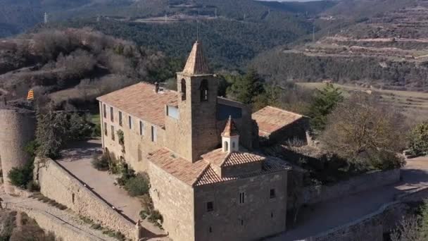 Flygfoto Över Castellvell Medeltida Slott Solsona Katalonien Spanien — Stockvideo