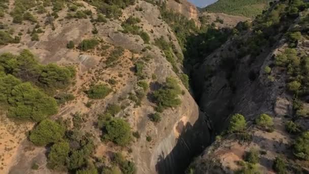 Les Gens Profitent Une Journée Été Sur Rivière Bergantes Teruel — Video