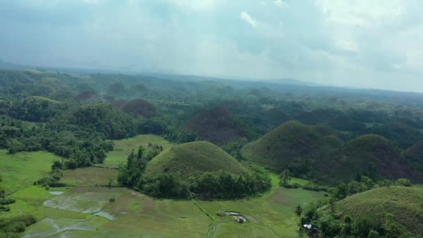 Krásné Hory Filipínách Zvané Chocolate Hills Letecký Pohled Drone — Stock video