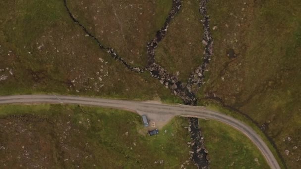 Aerial View Van Driving Narrow Roads Scotland Applecross — Stock Video