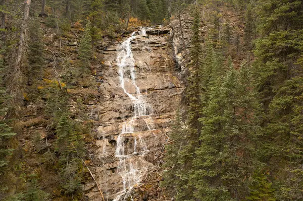 stock image Aerial view of Angel's Staircase Falls in Yoho National Park on a rainy day