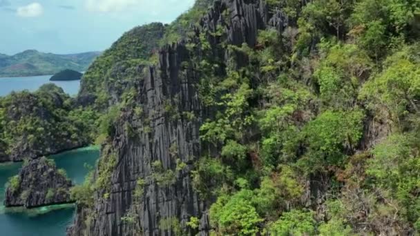 Widok Lotu Ptaka Laguny Coron Island Pobliżu Jeziora Kayangan Typowymi — Wideo stockowe
