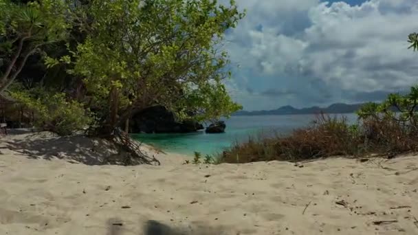 Hermosa Vista Una Playa Virgen Isla Negra Día Soleado — Vídeos de Stock
