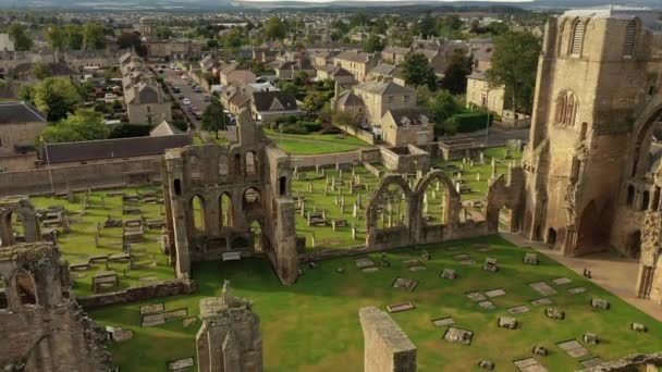 Panorama Las Ruinas Catedral Elgin Atardecer Moray Escocia Reino Unido — Vídeo de stock