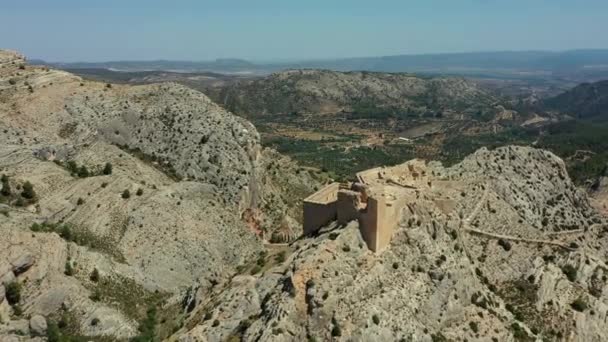 Indrukwekkend Uitzicht Het Tempelierskasteel Castellote Een Zonnige Dag Teruel Aragon — Stockvideo