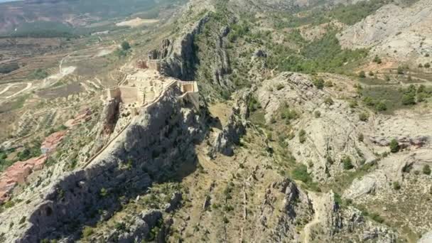 Impressionante Vista Aérea Castelo Templário Castellote Num Dia Ensolarado Teruel — Vídeo de Stock