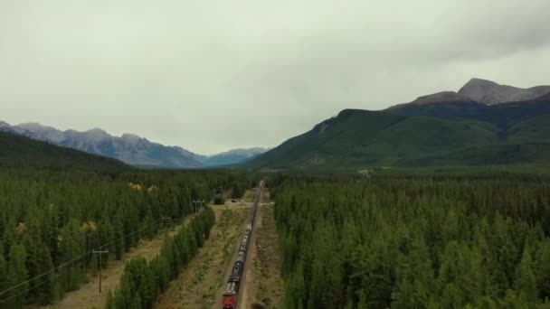 Letecký Pohled Trans Kanadské Stezky Které Křižují Skalnaté Hory Kanady — Stock video