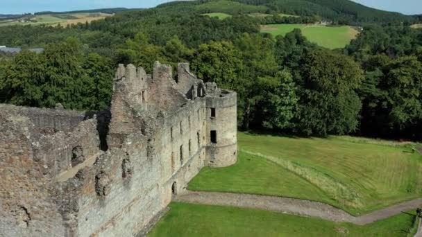 Vista Aérea Castelo Balvenie Escócia Uma Ruína Impressionante Idade Média — Vídeo de Stock