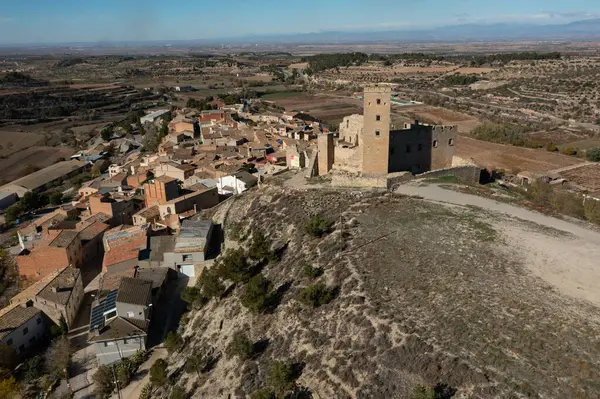 Stock image Aerial view of castle Ciutadilla, in Ciutadilla, Lleida