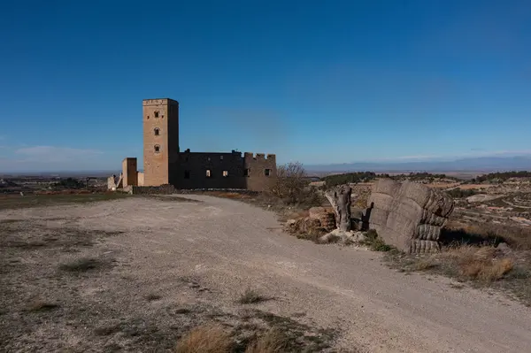 stock image Aerial view of castle Ciutadilla, in Ciutadilla, Lleida