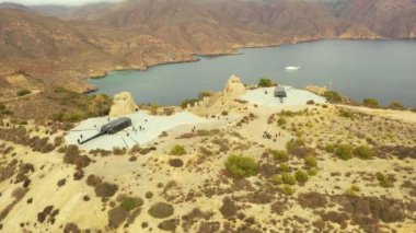 Cartagena, Murcia 'daki Los Castillitos' un terk edilmiş askeri kuvvetlerinin hava görüntüsü.