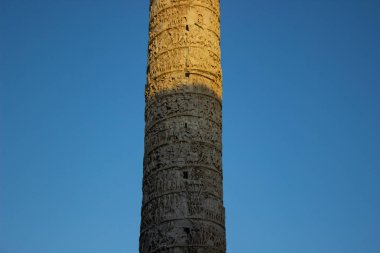 Trajan`s Column, Colonna Traiana, in Rome, Italy. Commemorates Roman emperor Trajan`s victory in the Dacian Wars clipart