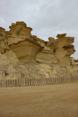 Gredas de Bolnuevo, Sandstone, Erosiones de Bolnuevo, Bolnuevo Doğal Anıtı, Bolnuevo, Mazarron, Murcia, İspanya, Avrupa
