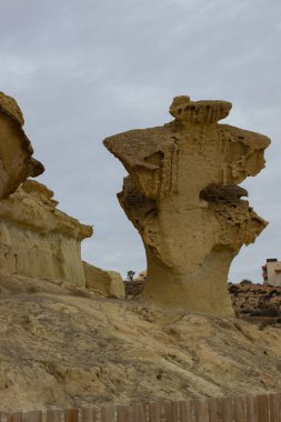 Gredas de Bolnuevo, Sandstone, Erosiones de Bolnuevo, Bolnuevo Doğal Anıtı, Bolnuevo, Mazarron, Murcia, İspanya, Avrupa