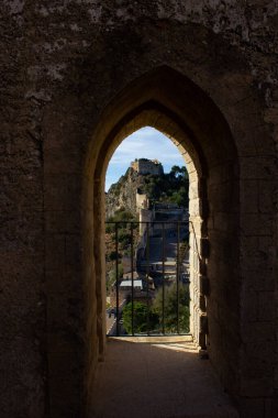 View of the castle of Xativa village in Valencia in Spain clipart