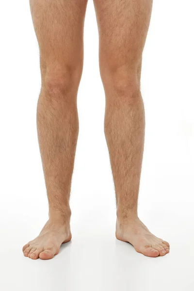Picior Sex Masculin Desculț Fundal Alb Conceptul Îngrijire Corpului — Fotografie, imagine de stoc