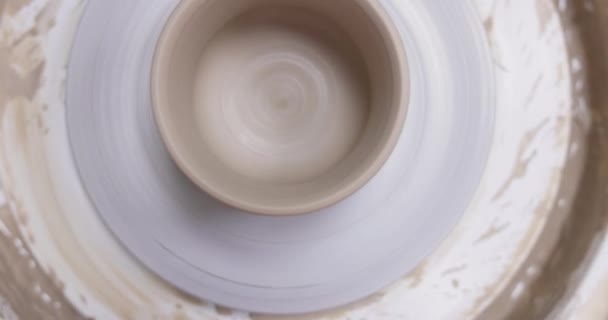 Copo Cerâmica Roda Cerâmica Close Vista Superior — Vídeo de Stock
