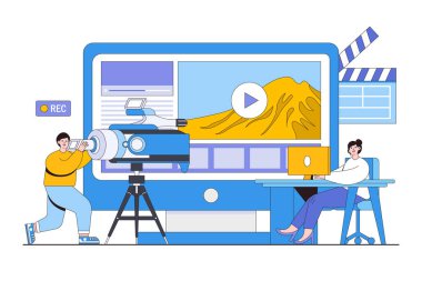 Dijital Hikaye Anlatımı ve İçerik Oluşturma Kavramı Bir Video ve Düzenleme İçeriği Çeken Kişi.