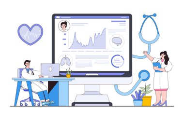 Dijital Sağlık İzleme ve Tıbbi Kayıtlara Erişim Konsepti.