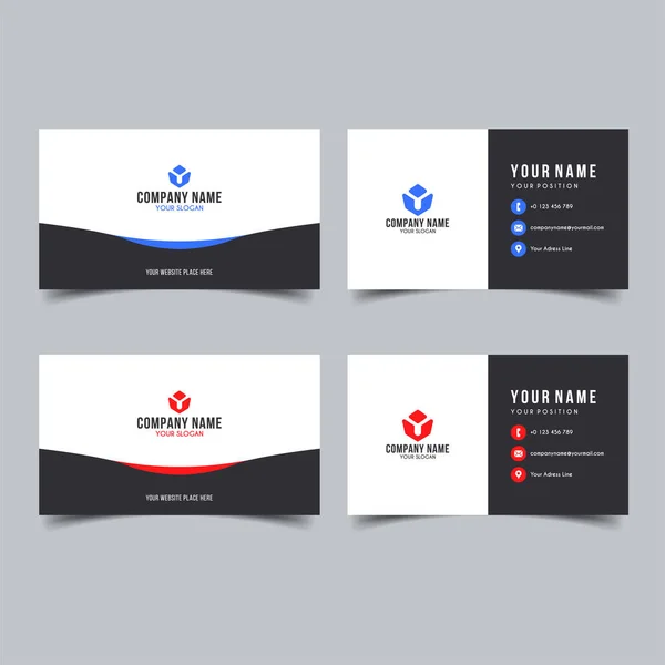 Vektor Minimalistische Und Elegante Visitenkartenvorlage Mit Roter Und Blauer Farbe — Stockvektor