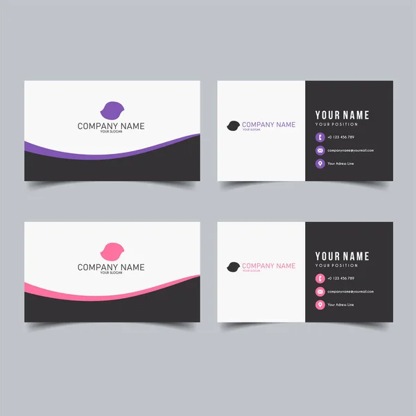 Set Vector Minimalist Elegant Business Card Template Purple Pink Color — Stock Vector