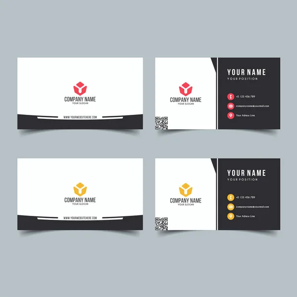 Set Minimalistischer Und Eleganter Vektor Visitenkarten Vorlage Mit Roter Und — Stockvektor
