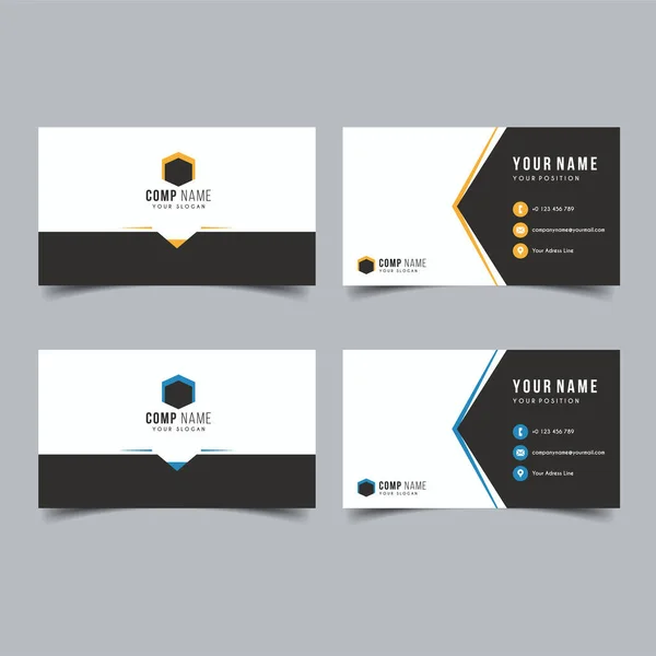Set Vector Minimalist Elegant Business Card Template Yellow Blue Color — Stock Vector