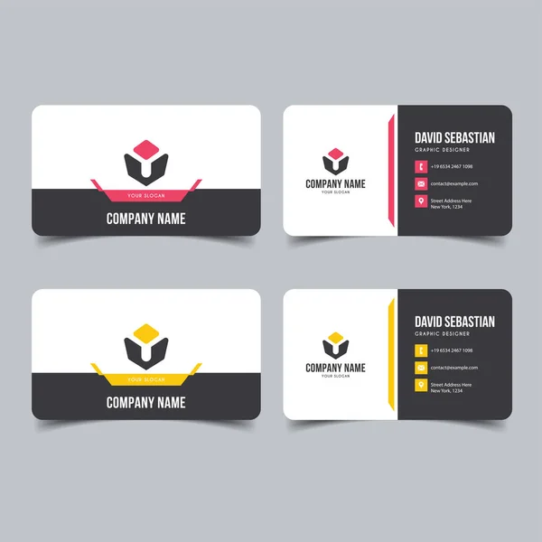 Vermelho Amarelo Moderno Criativo Cartão Visita Cartão Nome Horizontal Simples — Vetor de Stock