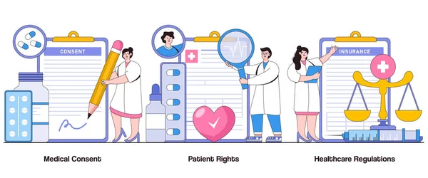 Ιατρική Συναίνεση Δικαιώματα Των Ασθενών Και Της Υγειονομικής Περίθαλψης Έννοια — Διανυσματικό Αρχείο