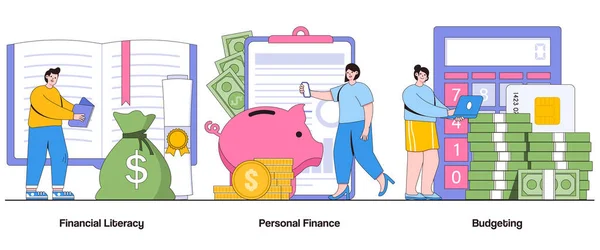Keuangan Sastra Pribadi Keuangan Anggaran Konsep Dengan Karakter Pendidikan Keuangan - Stok Vektor