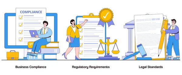 Business Compliance Regulatory Requirements Legal Standards Concept Character Compliance Management — Stock Vector