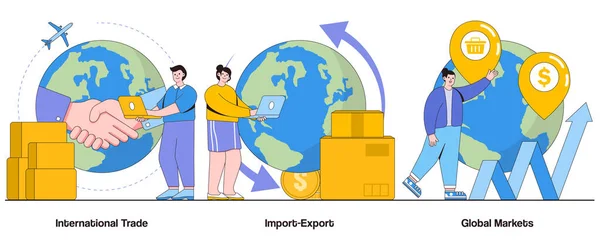Internationaler Handel Import Export Weltmarktkonzept Mit Charakter Global Business Abstract lizenzfreie Stockillustrationen