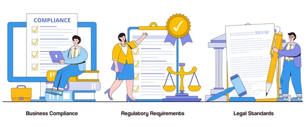 Geschäftskonformität Regulatorische Anforderungen Rechtsnormenkonzept Mit Charakter Compliance Management Abstract Vector Vektorgrafiken