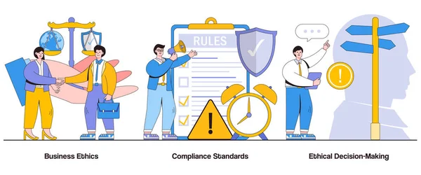 Geschäftsethik Compliance Standards Ethisches Entscheidungskonzept Mit Charakter Ethische Geschäftspraktiken Abstrakte Stockillustration