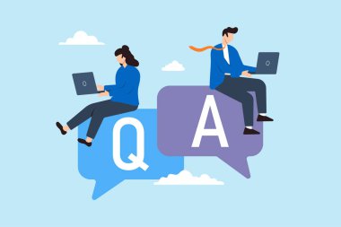 İş adamları soru ve cevaplarla diyalog üzerinde çalışıyorlar