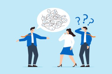 İş adamı konuşma baloncuğu diyalogunda diğerlerini jargonla karıştırıyor