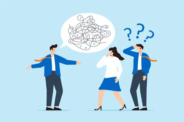 İş adamı konuşma baloncuğu diyalogunda diğerlerini jargonla karıştırıyor