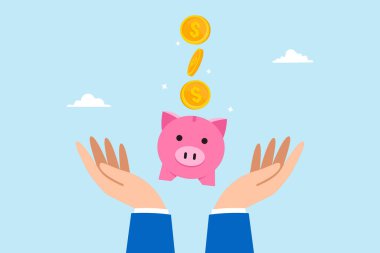 Altın para. Paralar kumbaraya düşer.