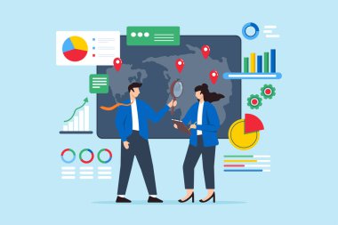 Piyasa girişinin planlanması ve yürütülmesi, fırsatların değerlendirilmesi ve genişleme konsepti çizimi. İş analisti stratejiyi analiz ediyor