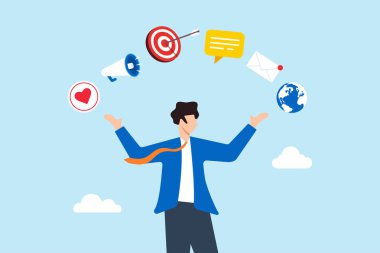 İnternette reklam kampanyasını destekleyen viral pazarlama unsurları işadamlarının düz çizimi