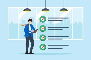 CEO 'nun düz çizimi. Pano teftişi. Ofis odasındaki iş listesi.