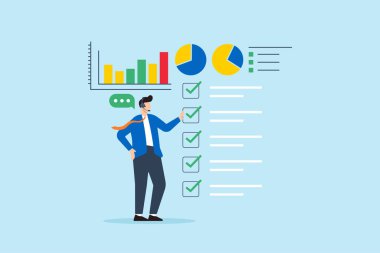 İşletme veri raporundaki gösterge tablosu ve performans çizelgeleri kullanılarak kontrol listesi ve görevlerle iletişim kuran operatörün düz çizimi