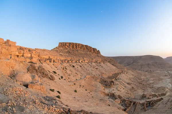 stock image Guermassa, abandoned mountain Berber villageSouthern Tunisia, Tataouine region