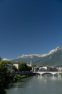 Grenoble, Grenoble ve Alpler 'in şehir manzarası, Fransa
