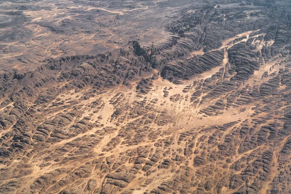 stock image The Algerian desert seen from the sky. Tassili-Djanet National Park