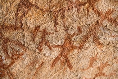 Tassili n 'Ajjer-Desert of Tadrart ruge tassili najer' in Djanet şehrindeki kaya oymaları.