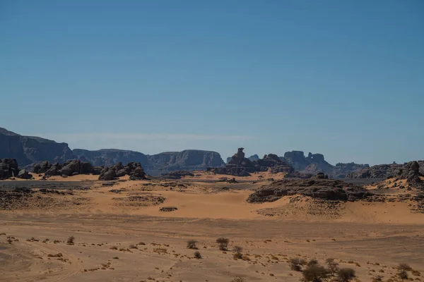 Vista Deserto Saara Tadrart Rouge Tassili Najer Djanet City Algéria — Fotografia de Stock