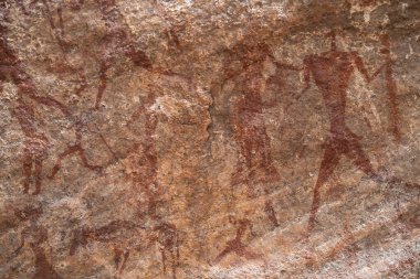 Tassili n 'Ajjer-Desert of Tadrart ruge tassili najer' in Djanet şehrindeki kaya oymaları.