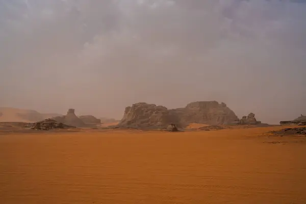 Iew Deserto Saara Tadrart Rouge Tassili Najer Djanet City Algéria — Fotografia de Stock