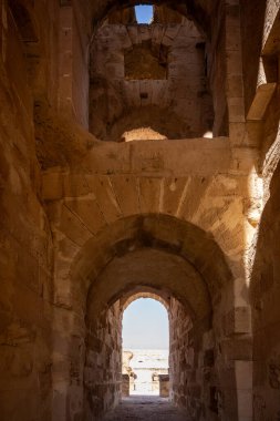 El Jem Kolezyumu. Afrika 'daki en büyük Roma amfitiyatrosu. Unesco Dünya Mirası.